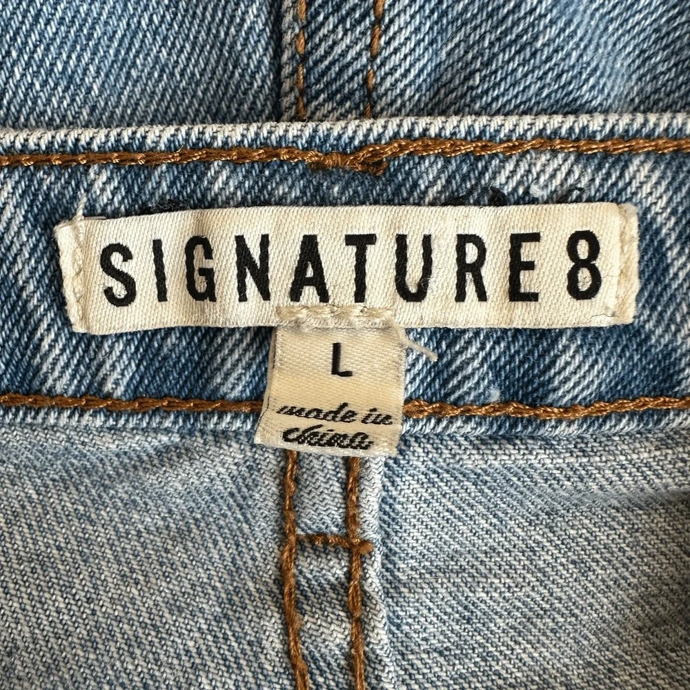 Signature 8 Distressed Frayed Denim Jean Shorts Blue Edgy Ripped Size L